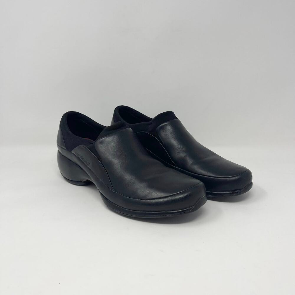Merrell Spire Slip On Stretch‎ Shoe Womens 10 Black Leather Comfort Wedge